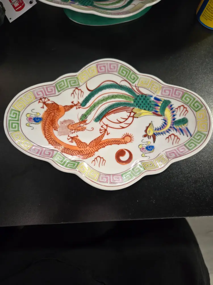 Porcelain Dragon & Phoenix decorative dish