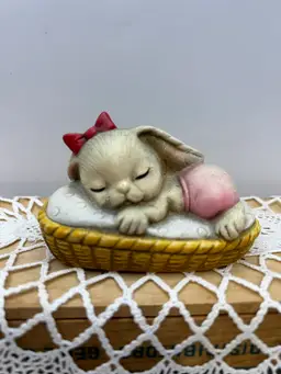 Adorable Bunny Sleeping In A Basket