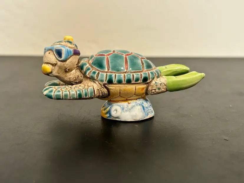 Ceramic Scuba Turtle Figurine