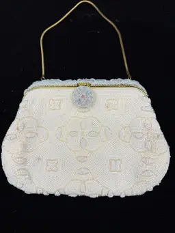 Vintage Richere Japan Seed Bead Metal Frame & Clasp Purse