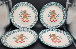Gingerbread folk craft ceramic dessert plates - Set of 4