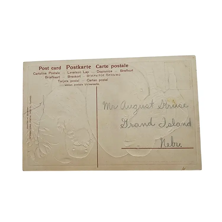 Vintage Anthropomorphic Easter Postcard With Chicks & Egg Design Embossed Printed In Germany