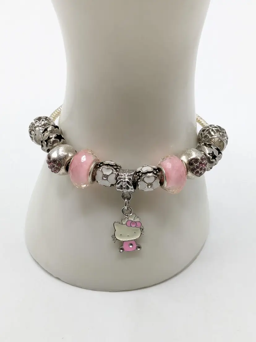Hello Kitty Slide Charm Bracelet Silver Tone Jewelry