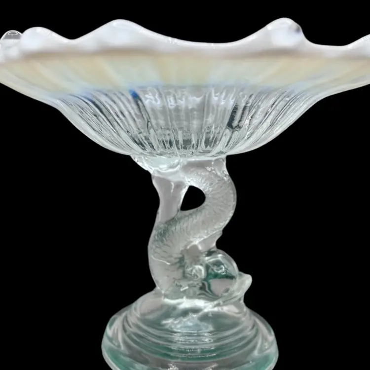 Pick Of The Week- Vintage Northwood Glass Opalescent Koi Fish Stemmed Dish Compote