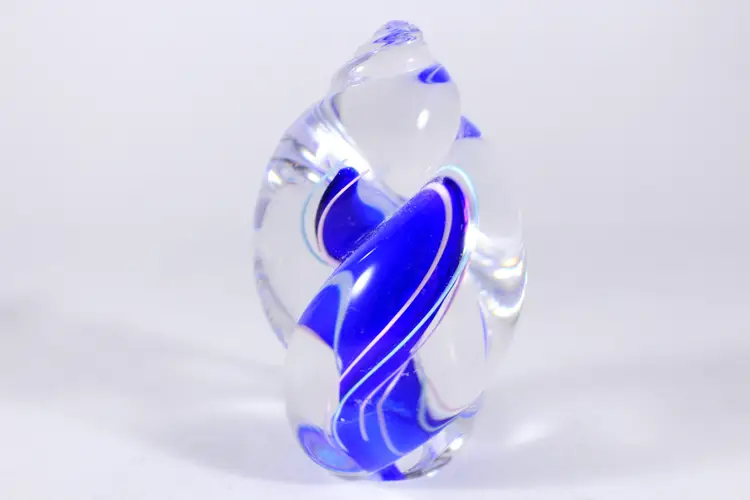 Rhea Schmidt Blue Swirl Art Glass Paperweight