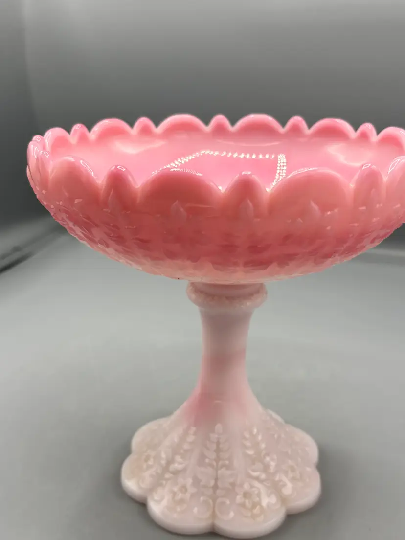 Fenton Rosalene pink pedestal compote candy dish