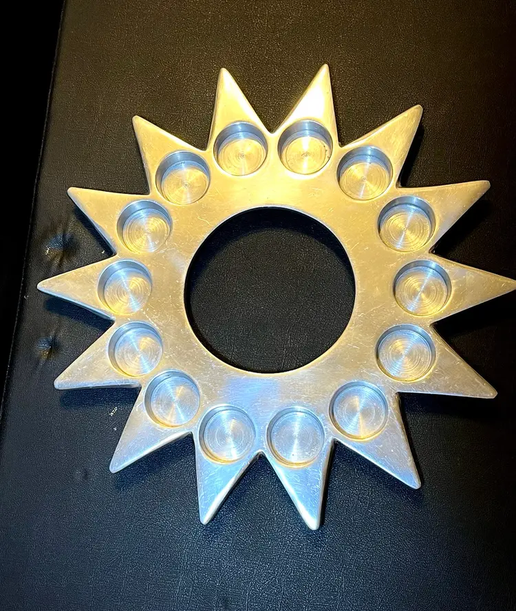 🌞✨Vintage Cast Aluminum Sunburst Centerpiece Votive Candle Holder✨🌞