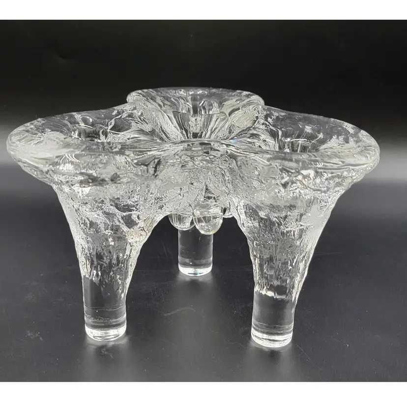 Kosta Boda Goran Warff Glass Three Footed Icicle Igloo Candle Holder