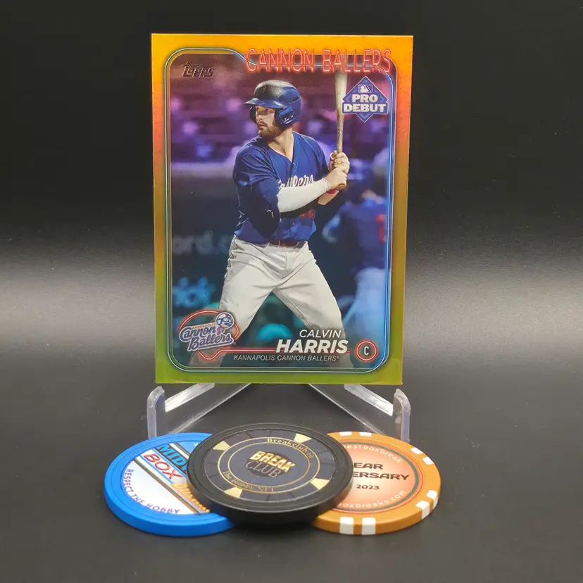 Calvin Harris 2024 Topps Pro Debut Baseball Gold Foil Parallel Numbered 22/50 - Card #PD-11 - Kannapolis Cannon Ballers Chicago White Sox