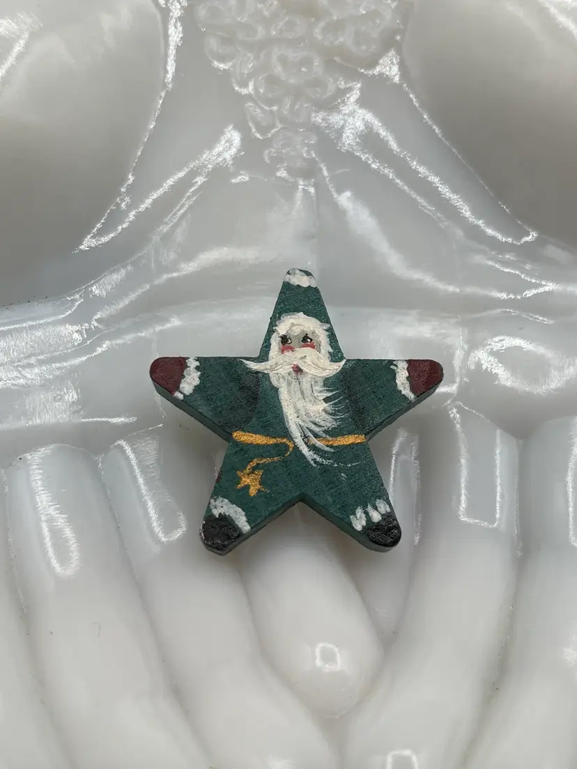Vintage The Kass Kollecton Christmas Santa Claus Star Brooch 1.5”