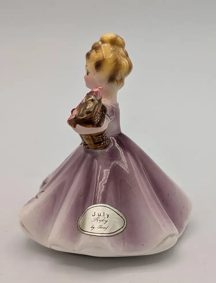 Josef Original July Birthday Girl Purple Dress Ruby Birthstones 1960's Original Marks & Stickers