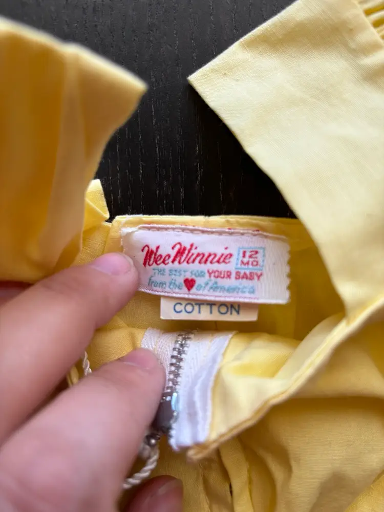 Wee Winnie 40’s / 50’s Yellow Baby Girl Romper Vintage Baby Clothes