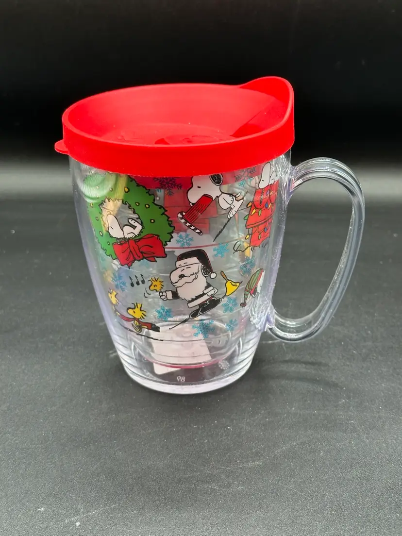 NEW Peanuts christmas collage made in usa double walled insulated tumbler
