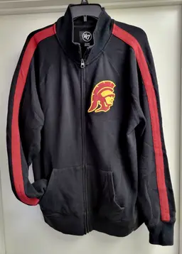USC Trojans Men's 47 Brand Black Tommy Head Striker Full Zip Jacket Size XL