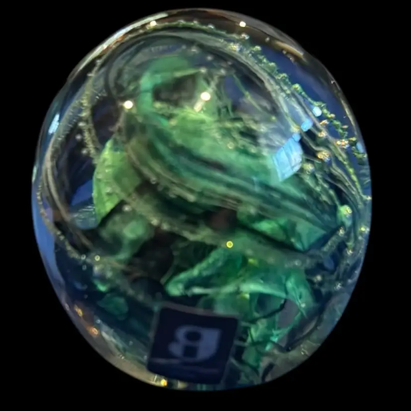 Kerry Green Swirl  Art Glass Paperweight * Tiny Flea Bite