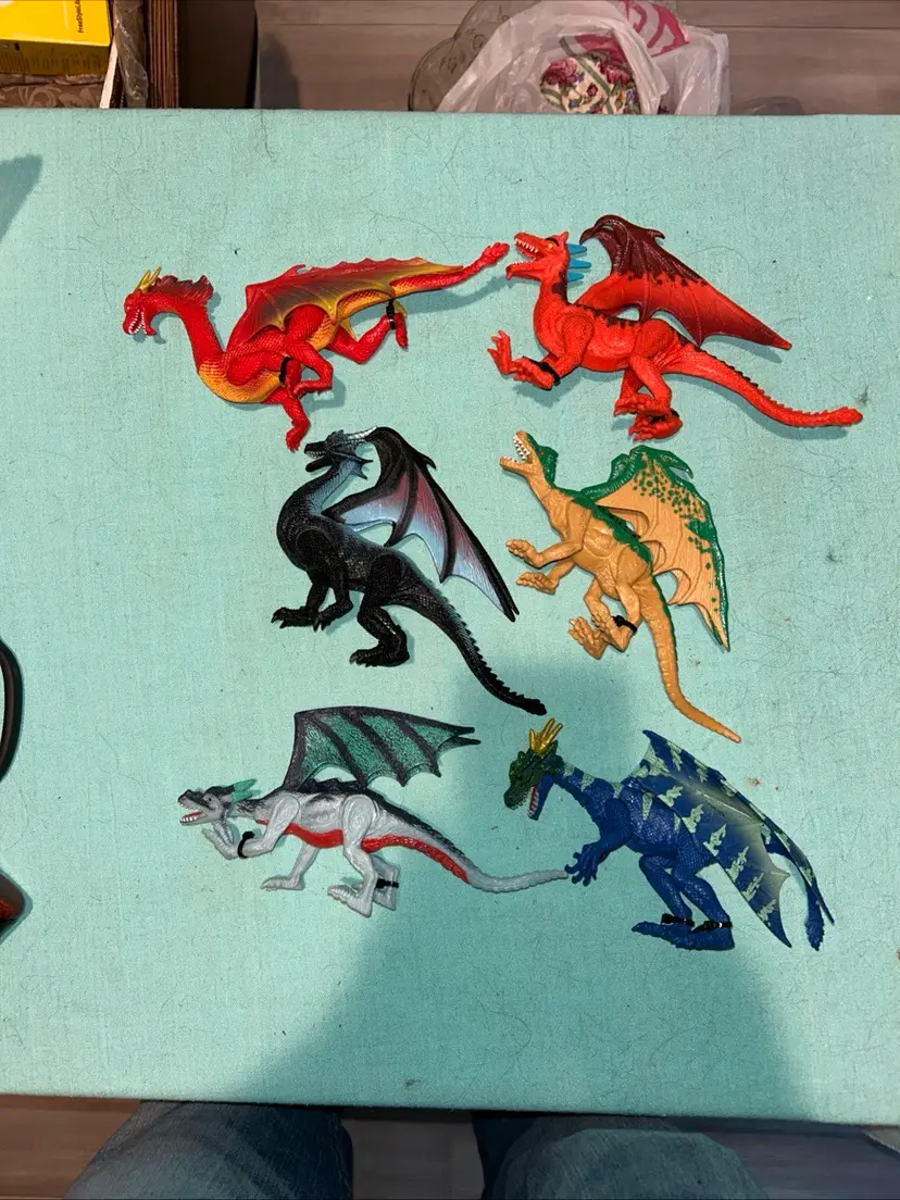 ( 6 ) Kid Galaxy Detailed Fantasy Medieval DRAGONS  Figure  Toy Poseable.