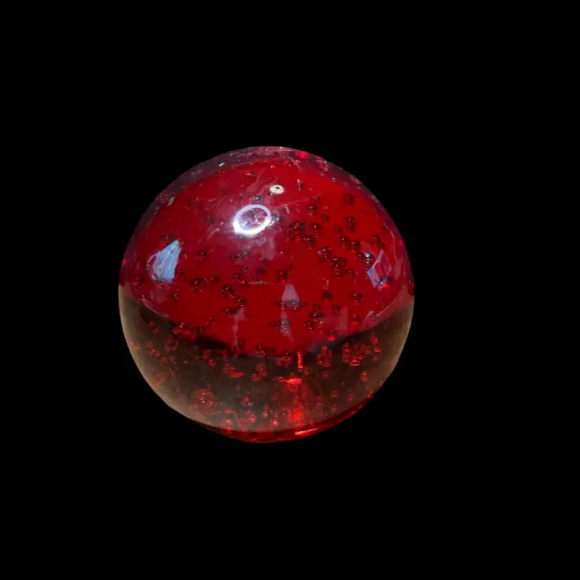 01. Red bubbles Glass Round paperweight