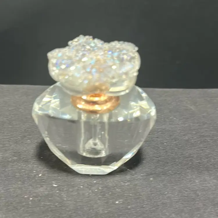 #1408 Oleg Cassini, Signed, Crystal Glass Perfume Bottle With Sparkling Dauber