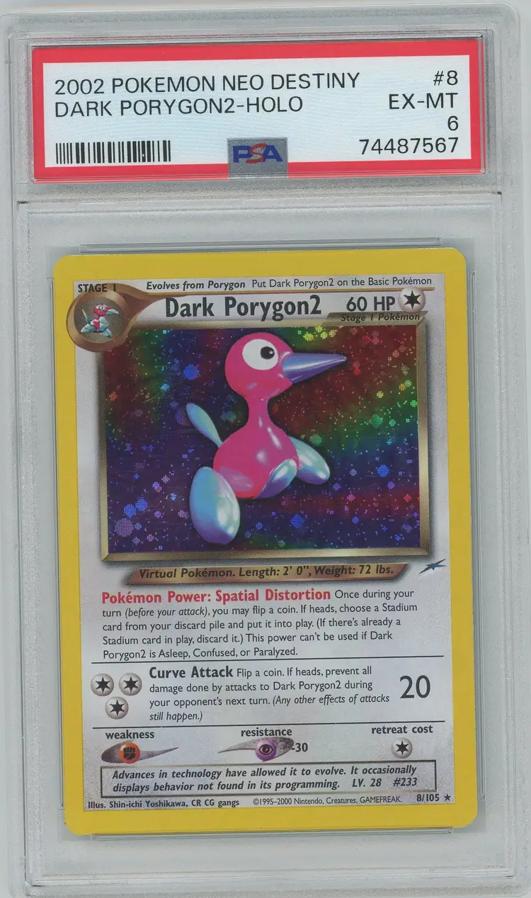 Pokémon 2002 Neo Destiny Unlimited Dark Porygon2 Holo #8 PSA 6