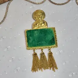 #06 Gorgeous vintage green and gold 1950's Hattie Carnegie brooch and pendant