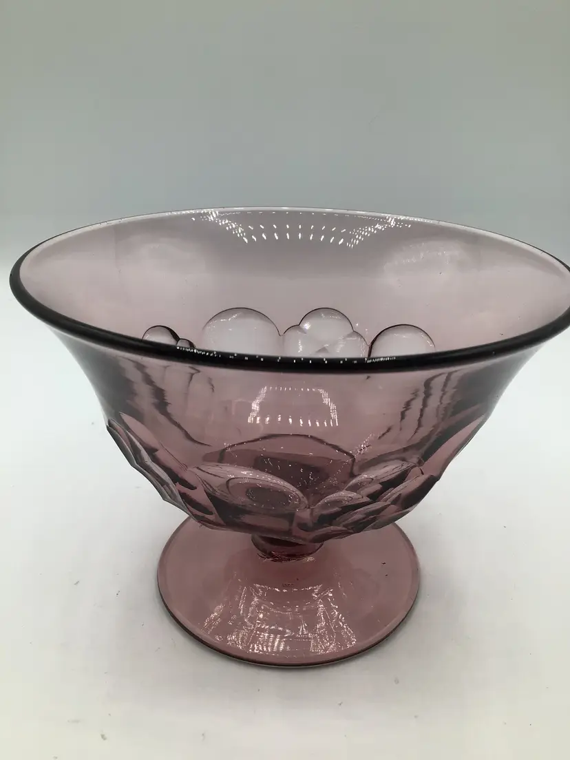 Early American Pattern Glass Amethyst Footed Bowl