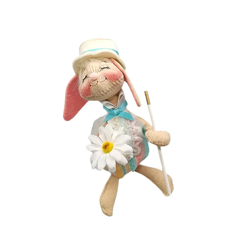 1996 Annalee Easter Top Hat Daisy Cane Singing Mouse