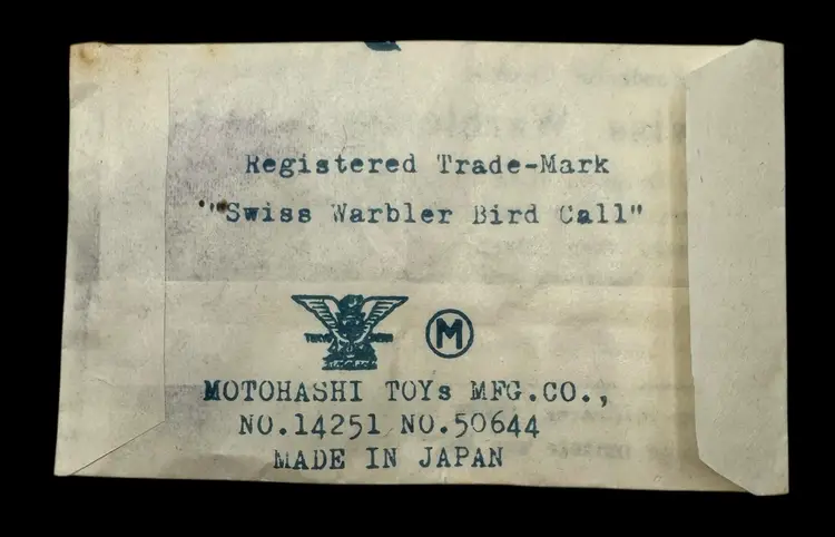 Vintage Unused Swiss Warbler Bird Call Watching Hunting Motohashi Toys Japan