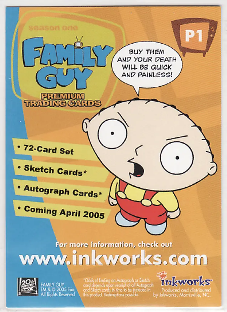 Family Guy Season 1 Promo Card P1 Inkworks 2005
