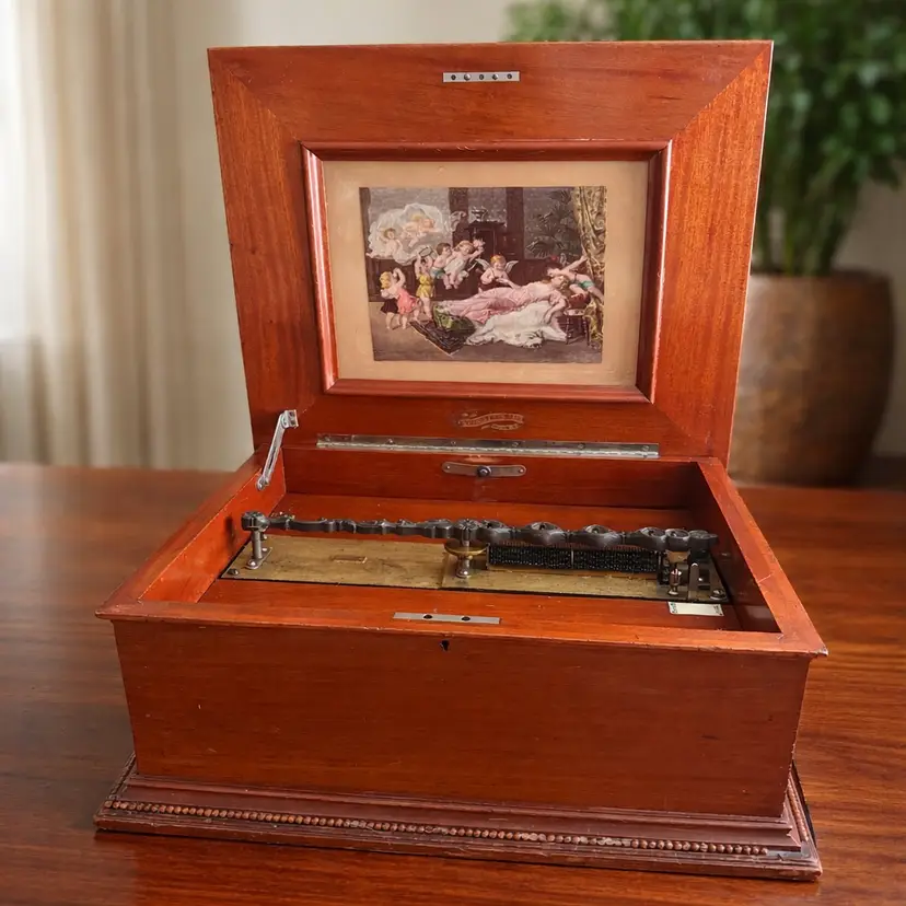 Antique Mechanical Perfection Music Box with (8) Original 15" Discs Included