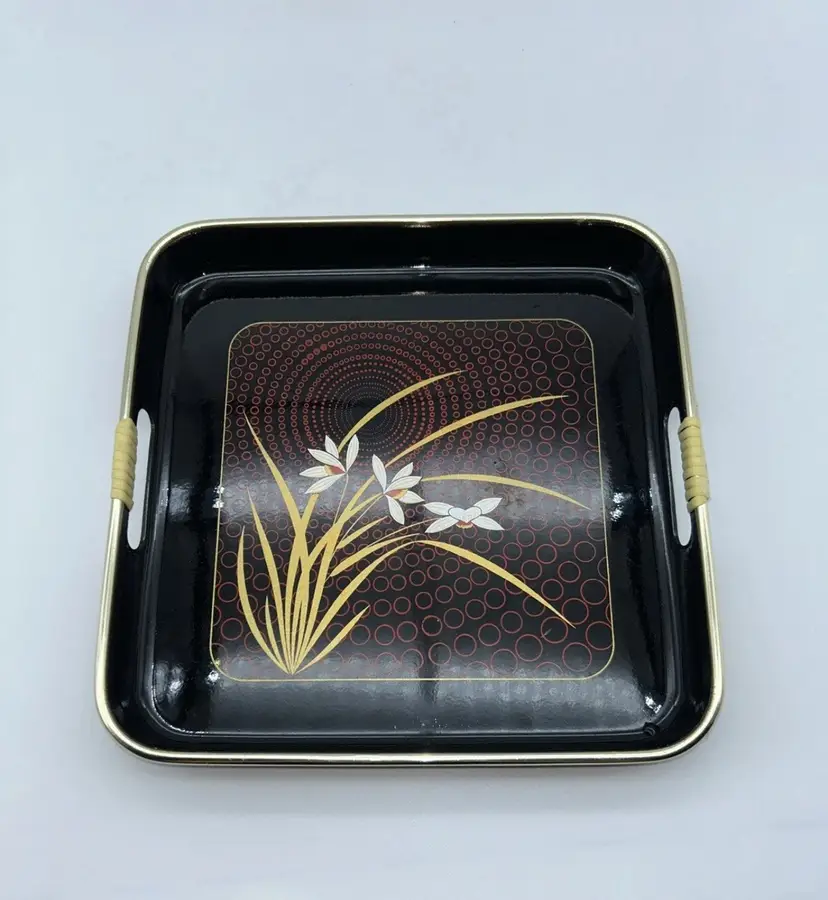 Royal Japanese Lacquerware Tray Vintage 11" By 11" Floral