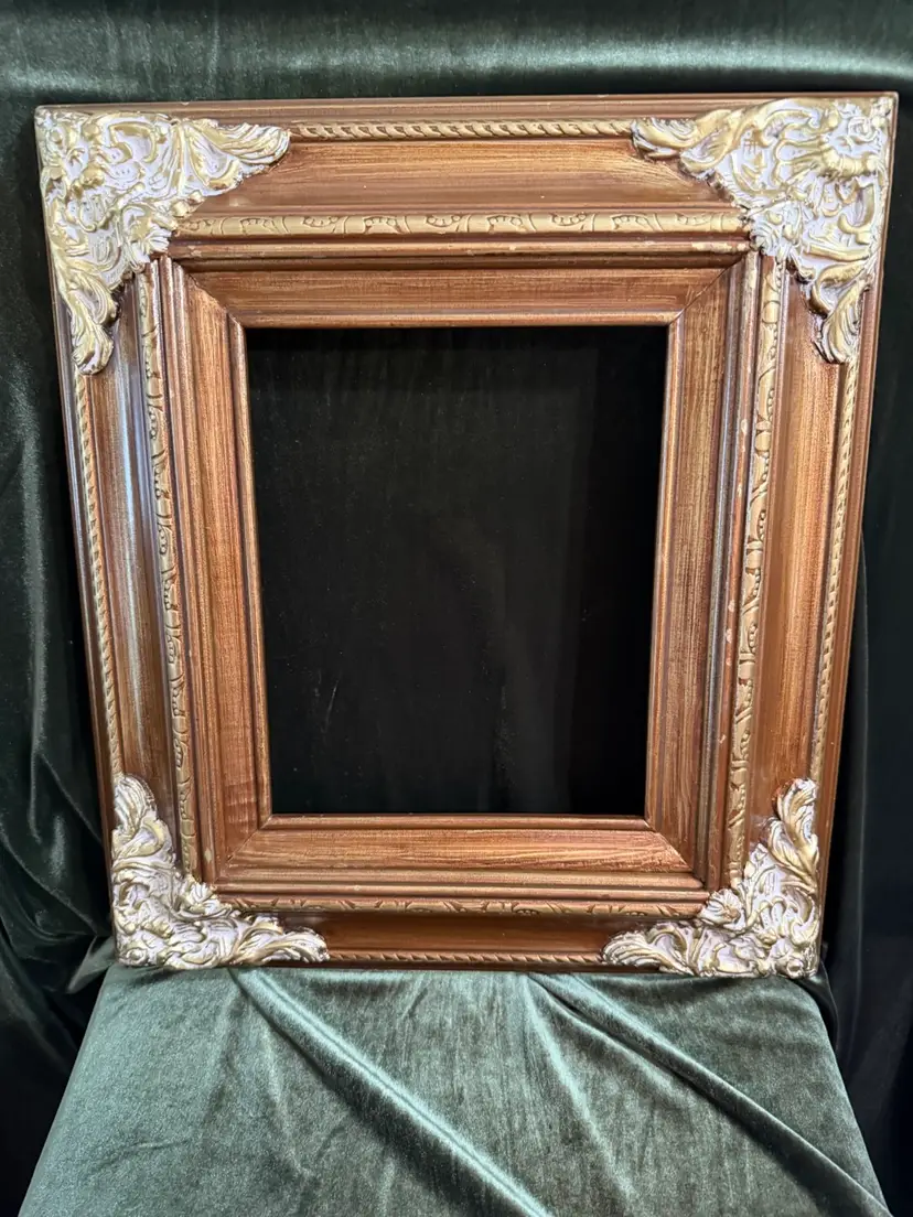 Vintage Wood Frame For Paintings, Made in Mexico Frame opening 8x10 Total size ~17.5”x 15.5”