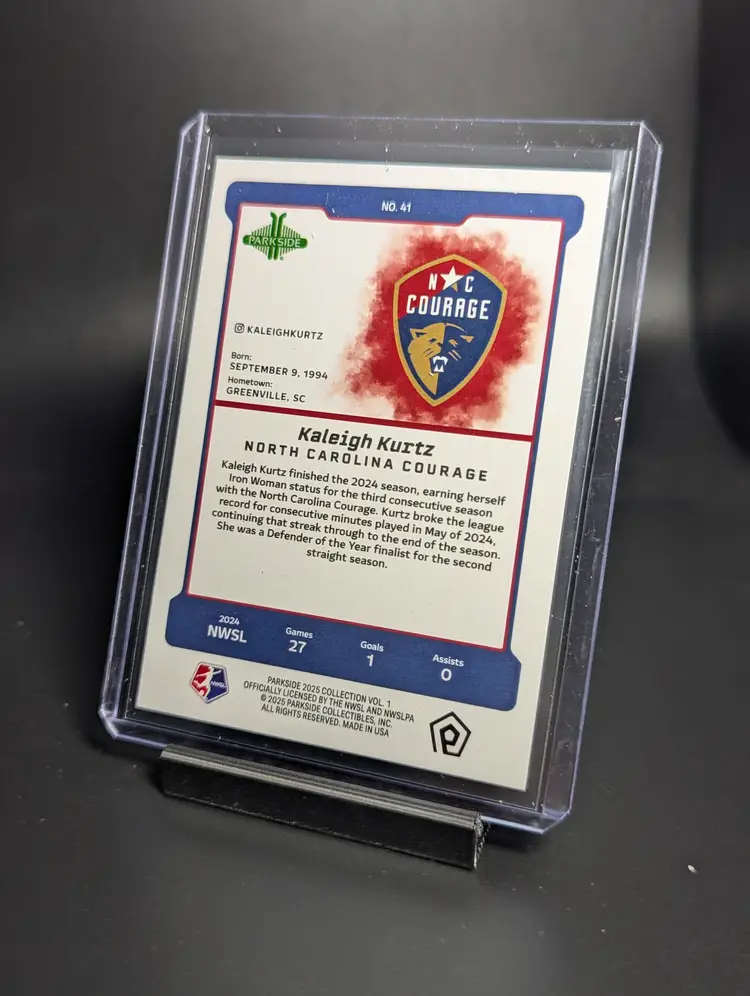 2025 Parkside NWSL Vol 1 Shimmer /100 Kaleigh Kurtz NC Courage