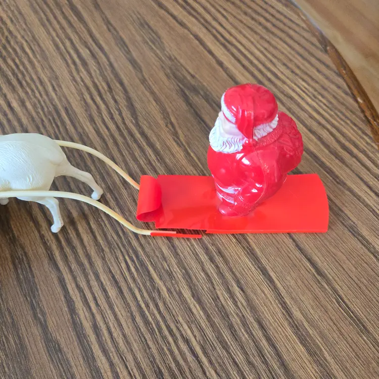 Vintage Celluloid? Santa & Reindeer with Sled - defects - please read!