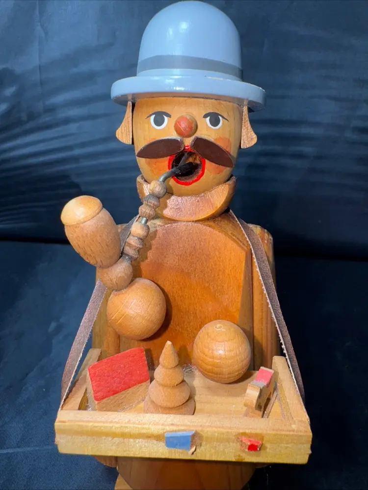 Vintage Kunert Erzgebirge Holzkunst German Wood Incense Smoker Toy Seller