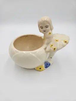 #B31 Vintage Ceramic Little Girl Planter