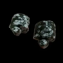 #01 Lot Of Two Snowflake Obsidian Turtles 🐢. Not Signed