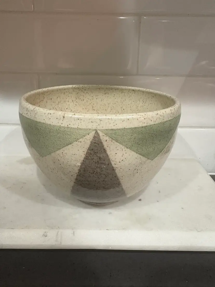 Studio Pottery Bowl Signed Geometric Figures