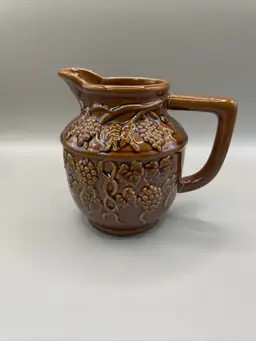 Vintage CREAMER -JAPAN -BROWN -GRAPES & LEAVES