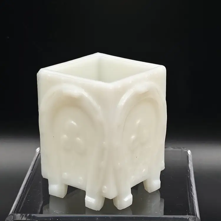 Antique Milk Glass Toothpick Holder in the Horseshoe and Clover Pattern