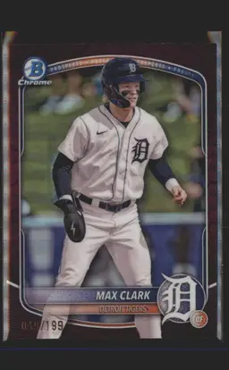 2025 Bowman #BCP-24 Max Clark Chrome Prospects Reptilian Fuchsia /199 - ( 137 ) - Detroit Tigers