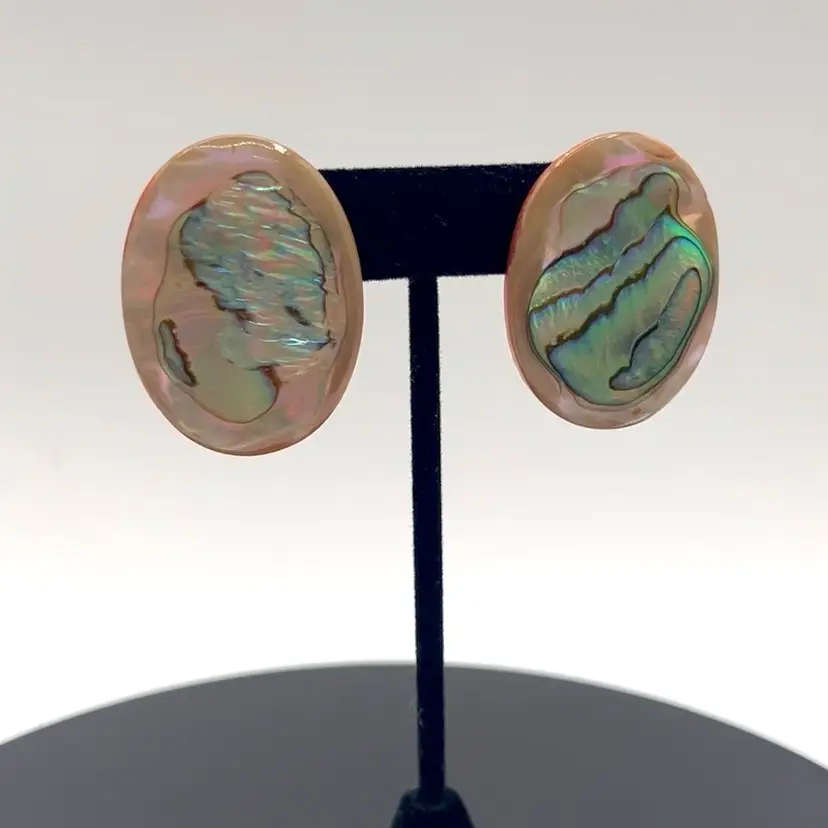 Estate Find - Vintage Abalone Shell Pierced Earrings