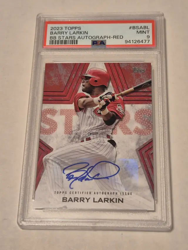 Barry Larkin 2023 Topps Update Baseball Stars Auto-Red /25 #BSA-BL PSA 9 Reds