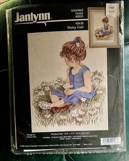 1996 Janlynn Counted Cross Stitch Daisy Girl 29-20 Kit Designed By Nancy Cole