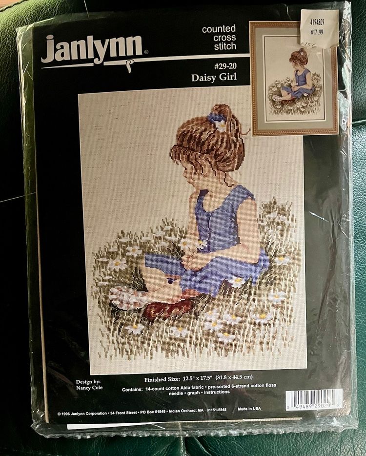 1996 Janlynn Counted Cross Stitch Daisy Girl 29-20 Kit Designed By Nancy Cole