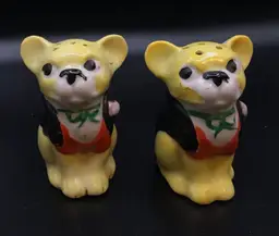 Vintage 1950s French Bulldogs In Tuxes Salt & Pepper Shakers Collectables Japan
