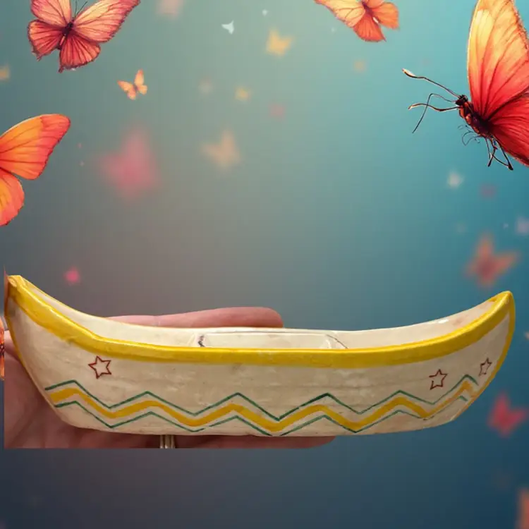 Vintage Made In Occupied Japan Ceramic Canoe Boat Trinket Collectible Dish