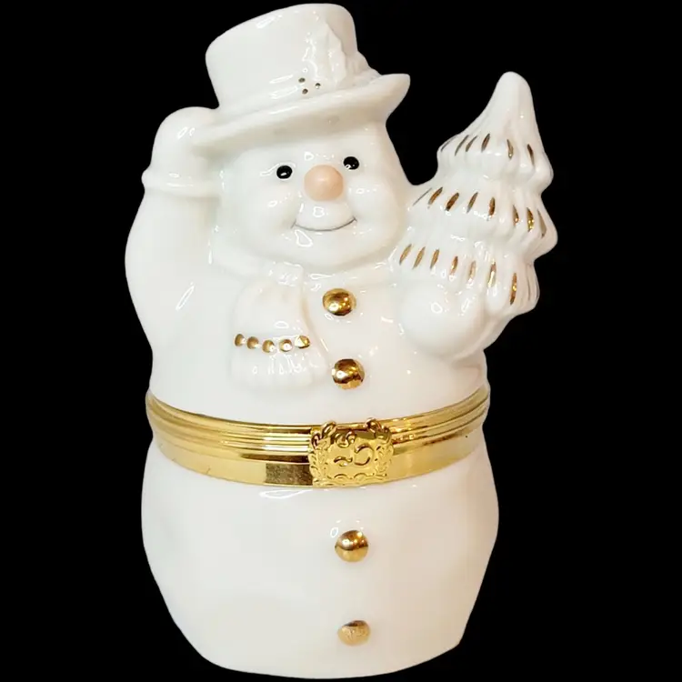 Vintage LENOX TREASURES The Snowman's Surprise Box FIRST ISSUE 1999 Trinket Box