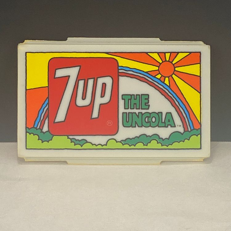 Vintage 7Up Peter Max Inspired Plastic Commercial Display Sign