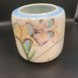 Robert Finn Studio Pottery Blue Iris Tealight/Votive Holder 3.75 x 4 in