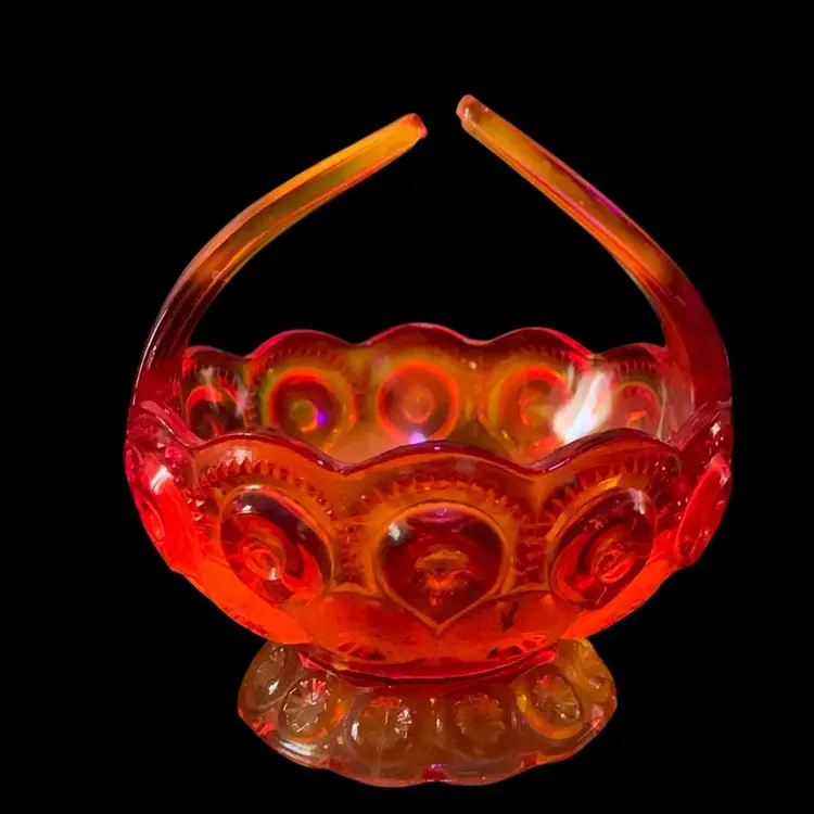 13. L.E. Smith open-handle Amber moon and stars basket UV Glow